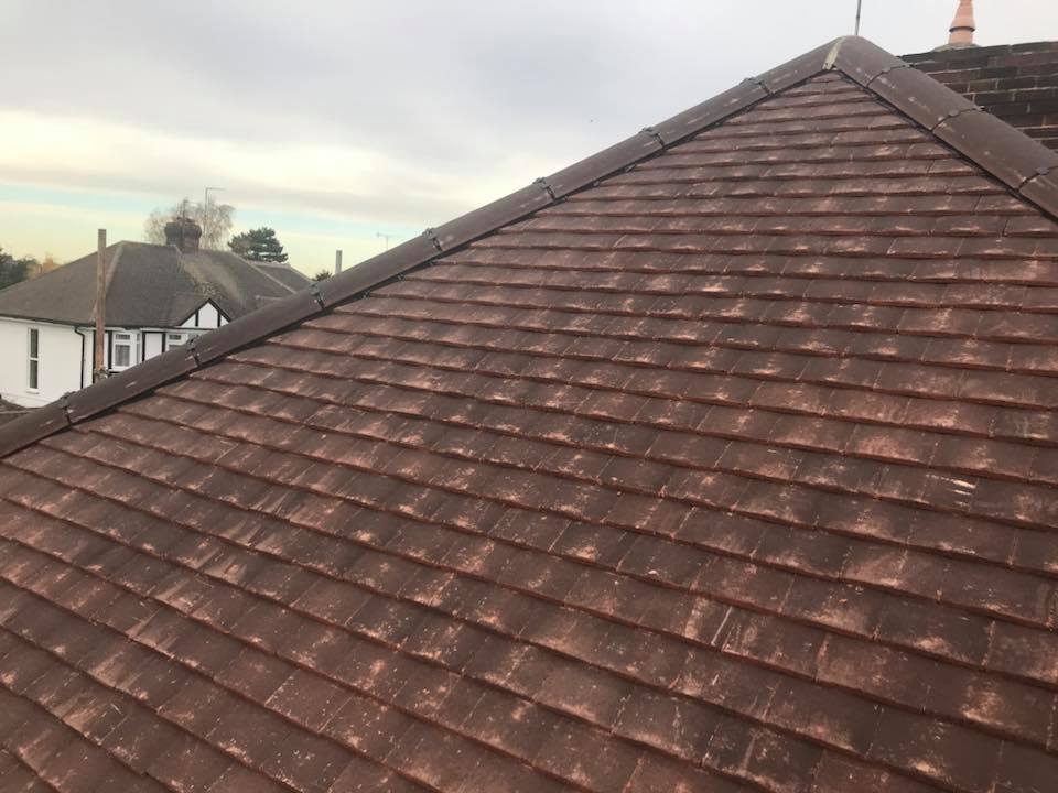 Finished clay tile roof slope